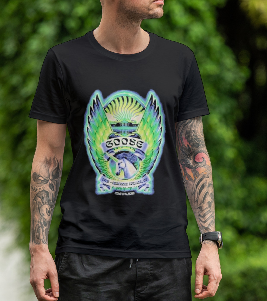 Goose The Band Saratoga Springs July 3 4 2026 Winged Horse New York Concert Tour T-Shirt