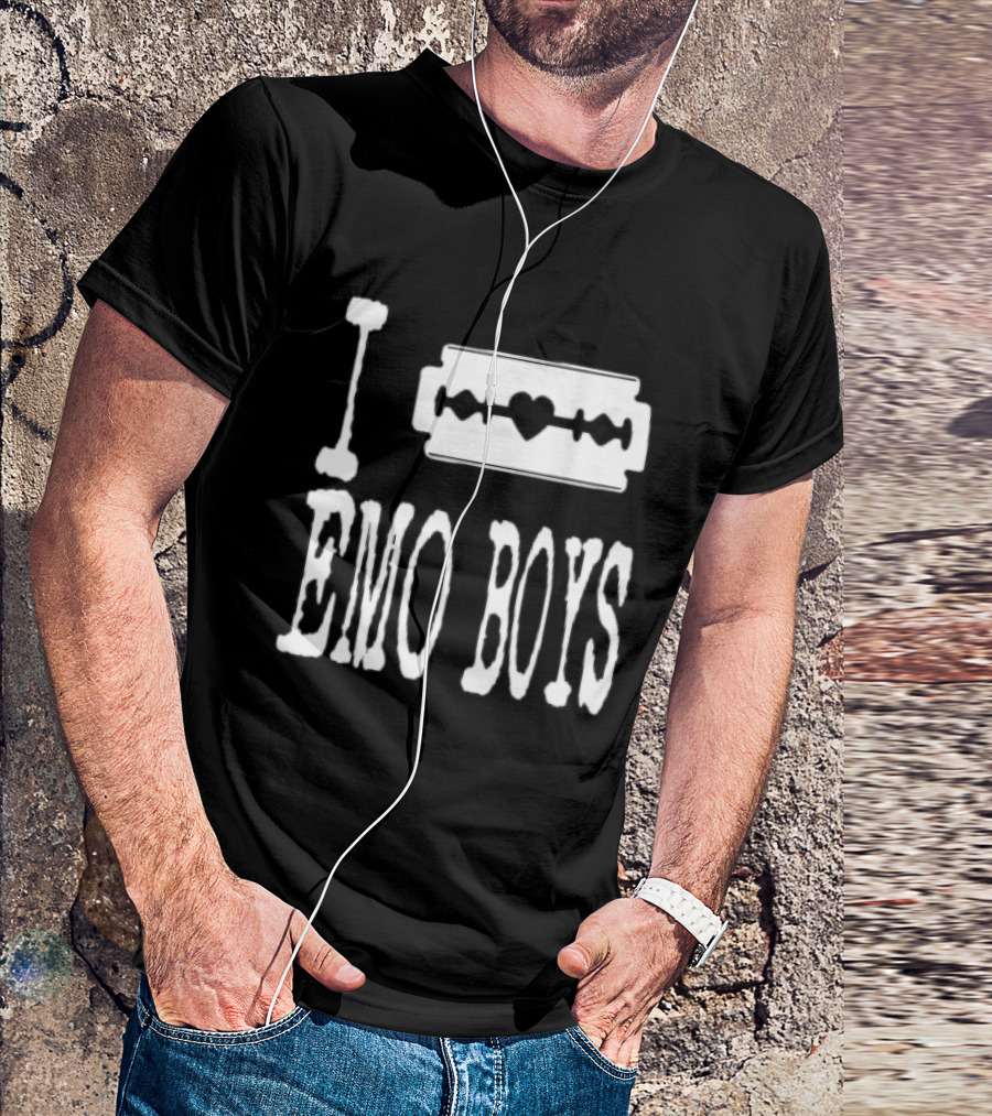 I Emo Boys Heart Razor Blade T-Shirt