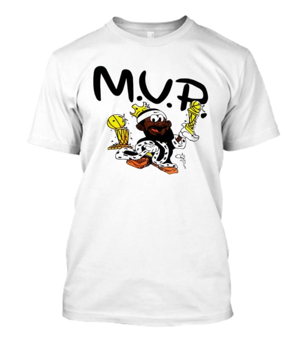 Lebron James MVP Cartoon With Trophy And Crown Lakers Basketball Bubble Boy T-Shirt