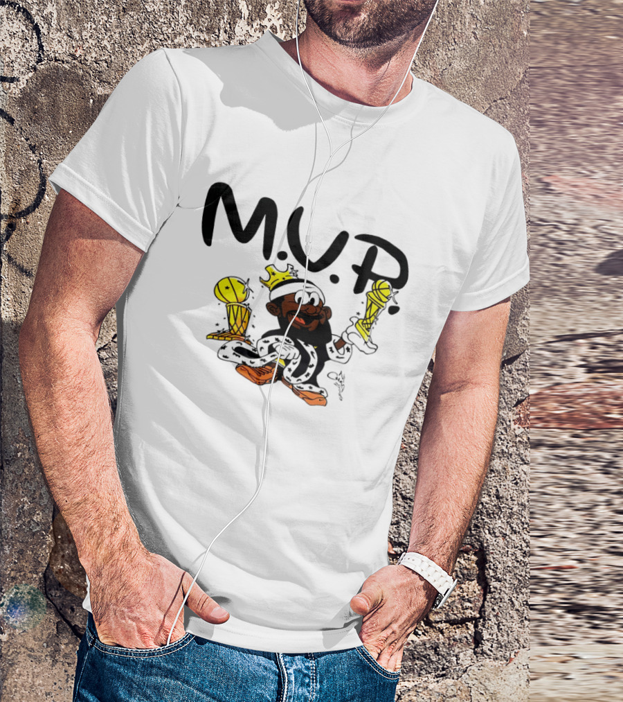 Lebron James MVP Cartoon With Trophy And Crown Lakers Basketball Bubble Boy T-Shirt
