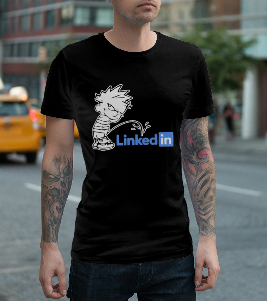 Calvin Pissing LinkedIn T-Shirt
