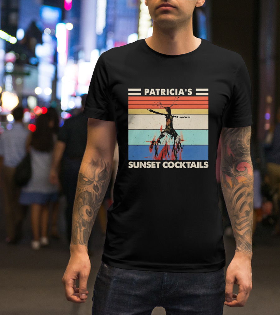Patricia's Sunset Cocktails Vintage Beach Stripes T-Shirt