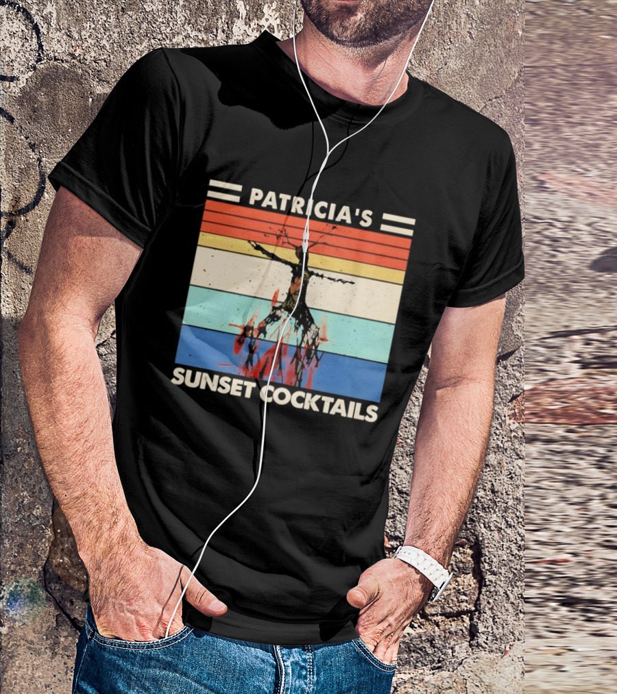 Patricia's Sunset Cocktails Vintage Beach Stripes T-Shirt