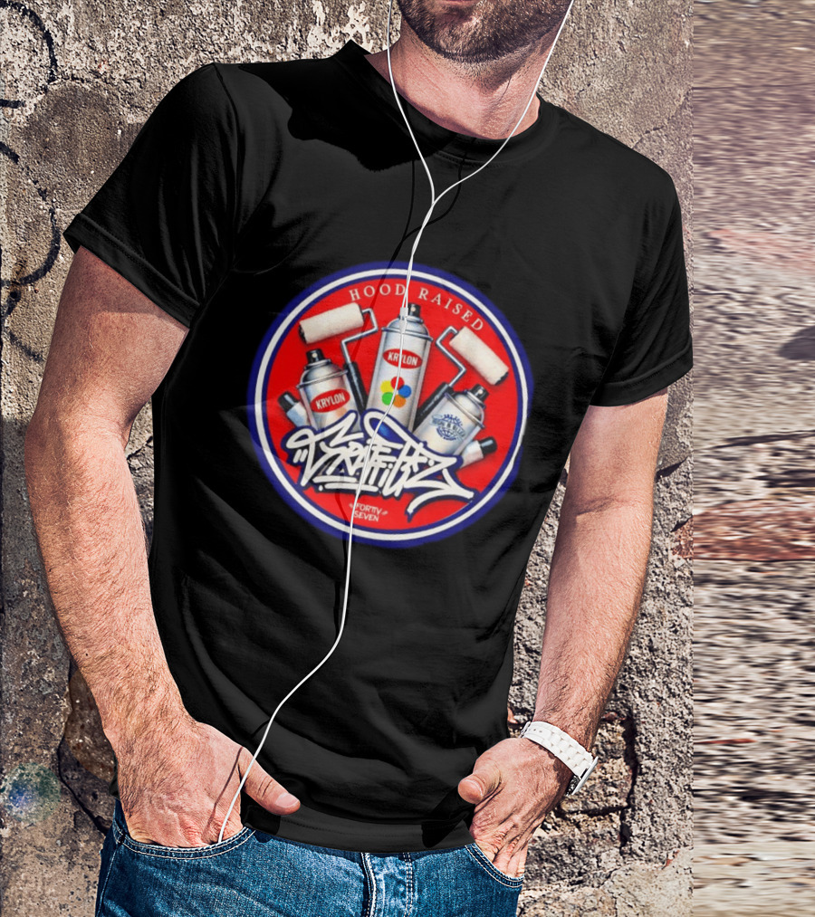 Hood Raised Krylon Graffiti Forty Seven High Bller Est 2017 T-Shirt
