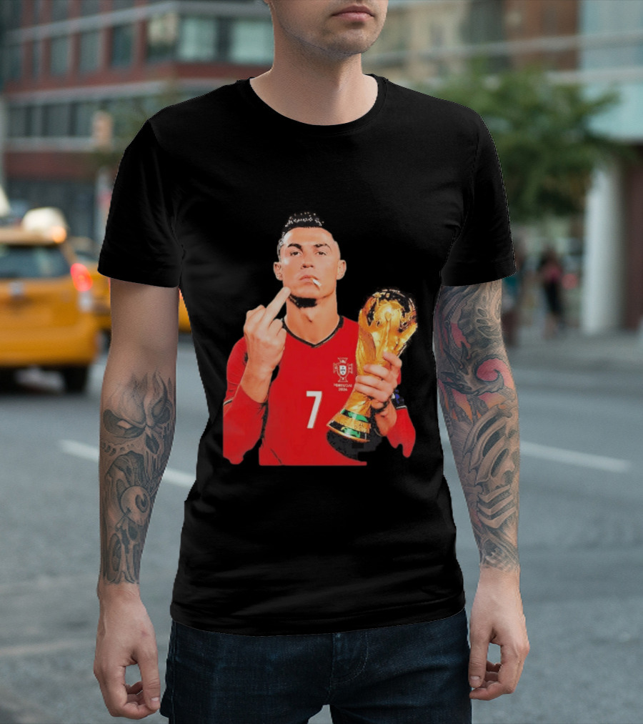 Cristiano Ronaldo Portugal 7 Middle Finger World Cup Trophy T-Shirt
