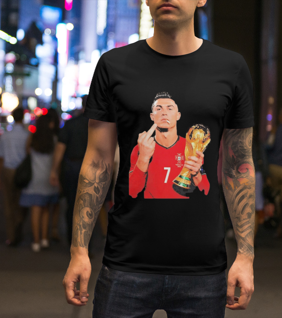 Cristiano Ronaldo Portugal 7 Middle Finger World Cup Trophy T-Shirt