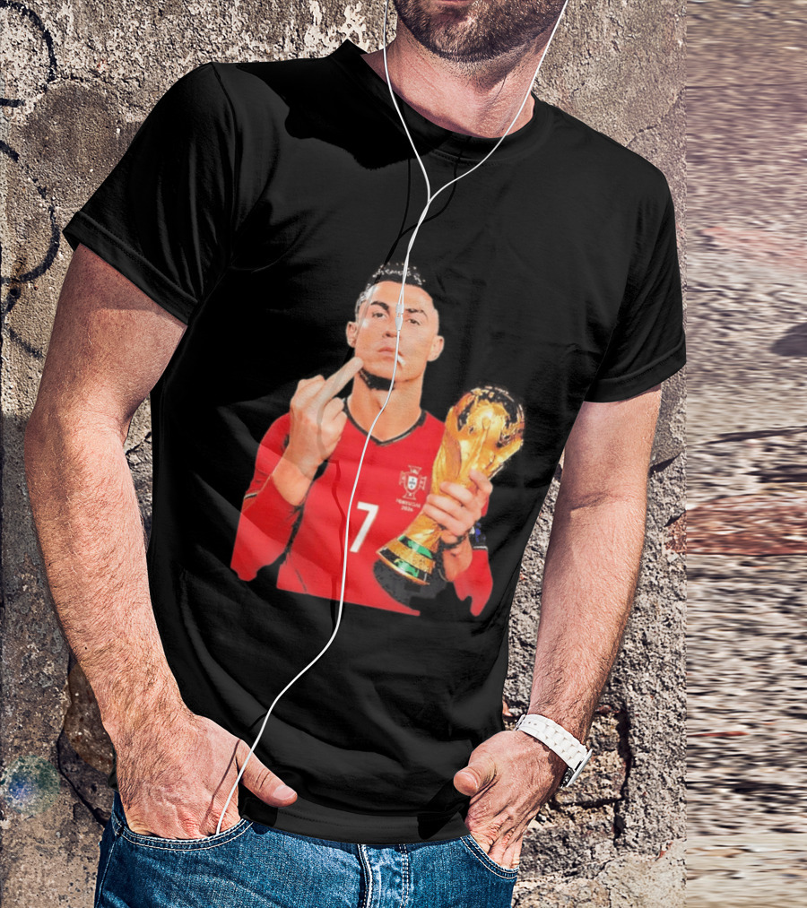 Cristiano Ronaldo Portugal 7 Middle Finger World Cup Trophy T-Shirt