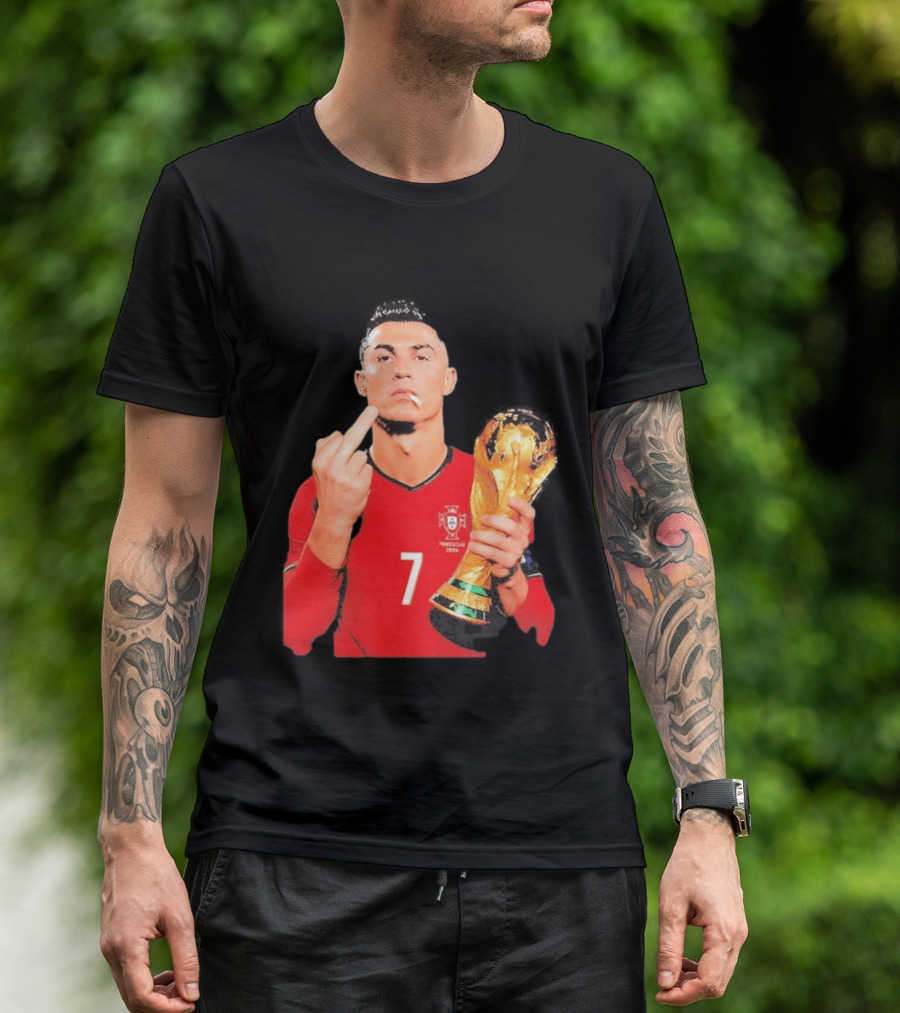 Cristiano Ronaldo Portugal 7 Middle Finger World Cup Trophy T-Shirt