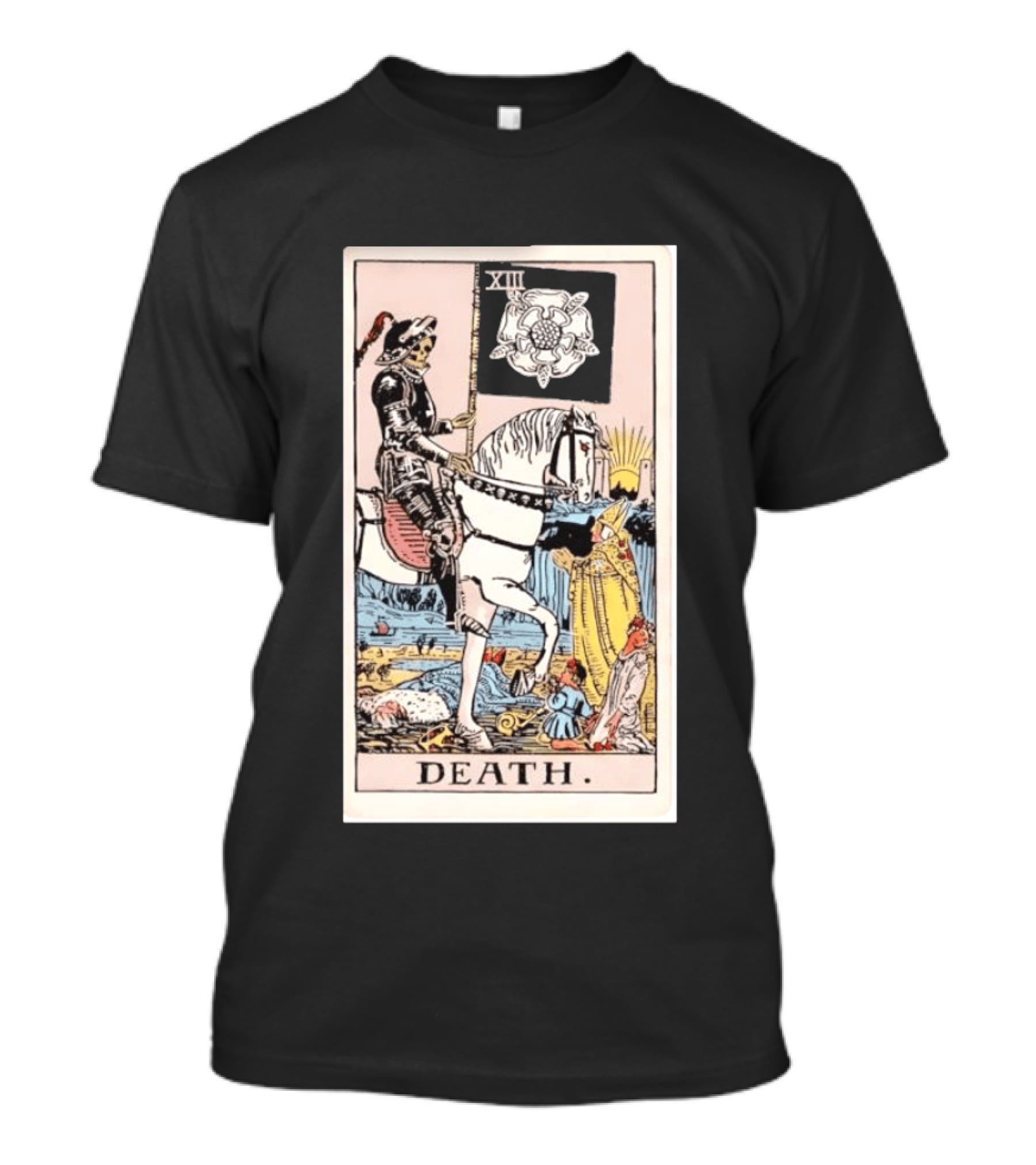 XIII Death Rider Of The Apocalypse Tarot Card Skeleton On Horse Flag XIII T-Shirt