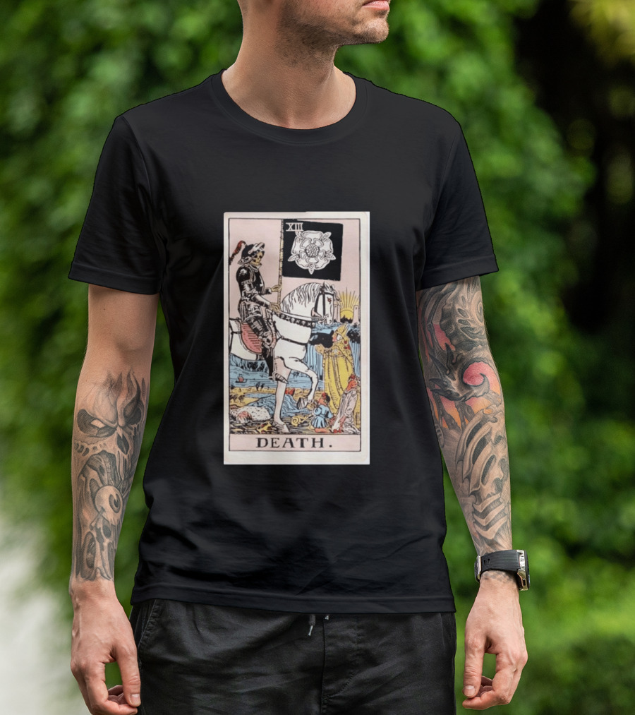 XIII Death Rider Of The Apocalypse Tarot Card Skeleton On Horse Flag XIII T-Shirt