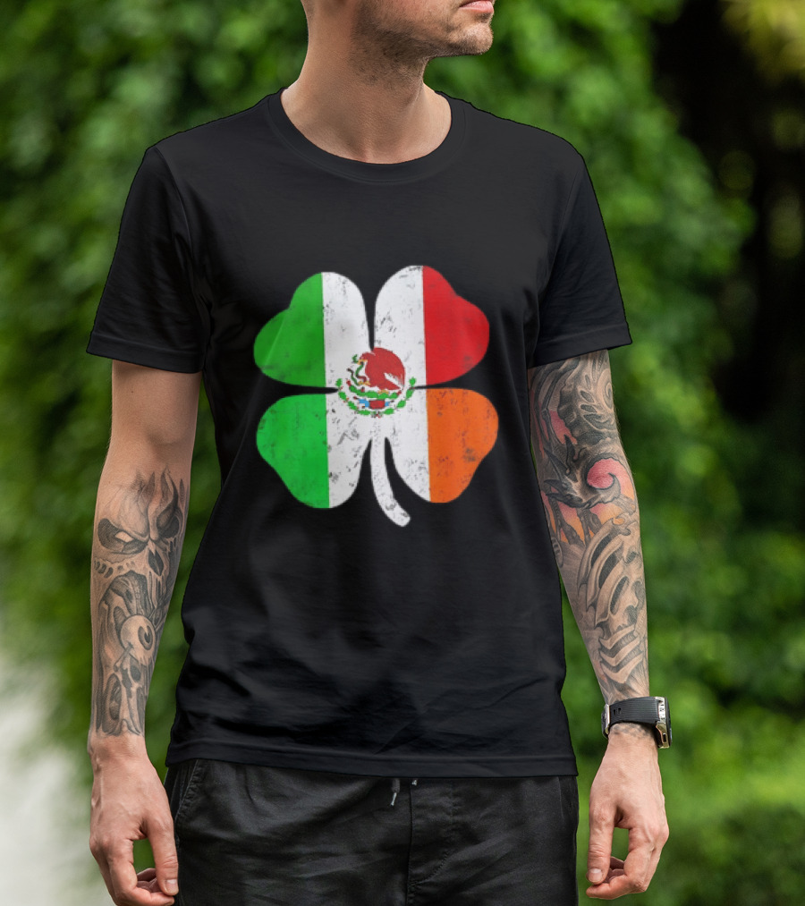 Mexican Irish Shamrock Flag St Patrick's Mexico Ireland Unity T-Shirt