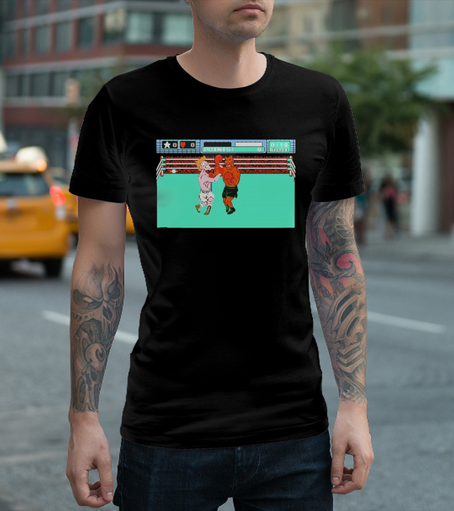 Punch Out NES Classic Mike Tyson Boxing Scene Retro 8 Bit Video Game T-Shirt