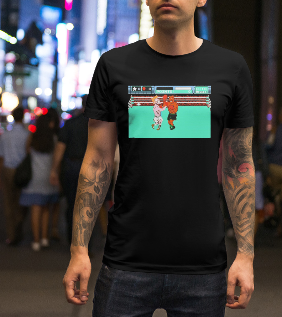 Punch Out NES Classic Mike Tyson Boxing Scene Retro 8 Bit Video Game T-Shirt