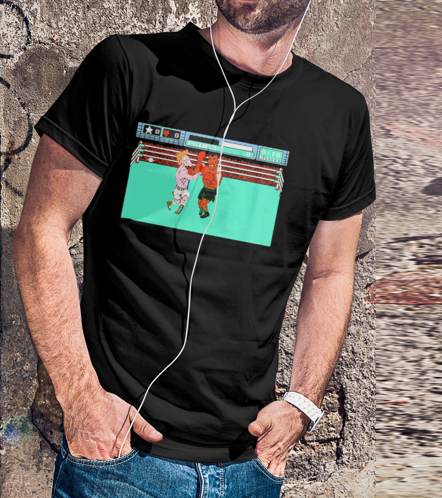 Punch Out NES Classic Mike Tyson Boxing Scene Retro 8 Bit Video Game T-Shirt