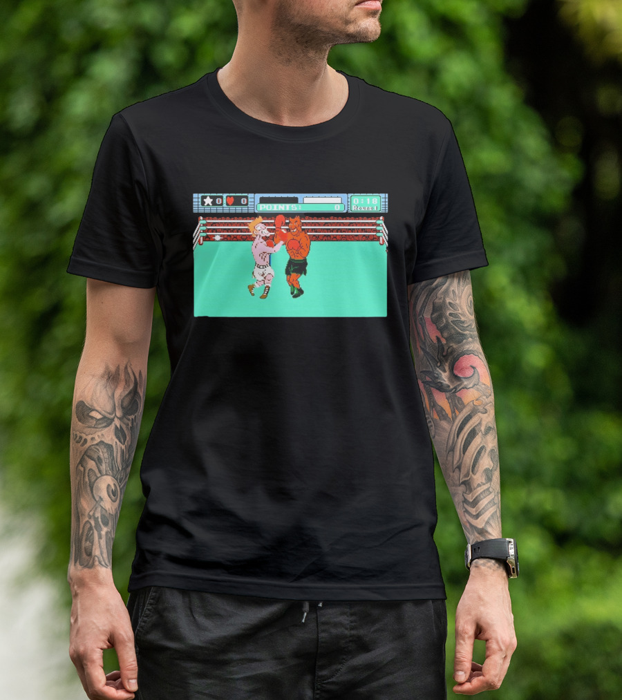 Punch Out NES Classic Mike Tyson Boxing Scene Retro 8 Bit Video Game T-Shirt
