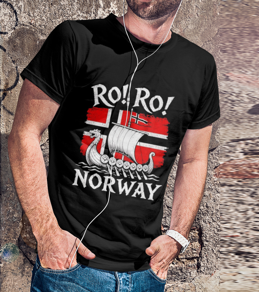 Ro Ro Norway Viking Longship Flag T-Shirt