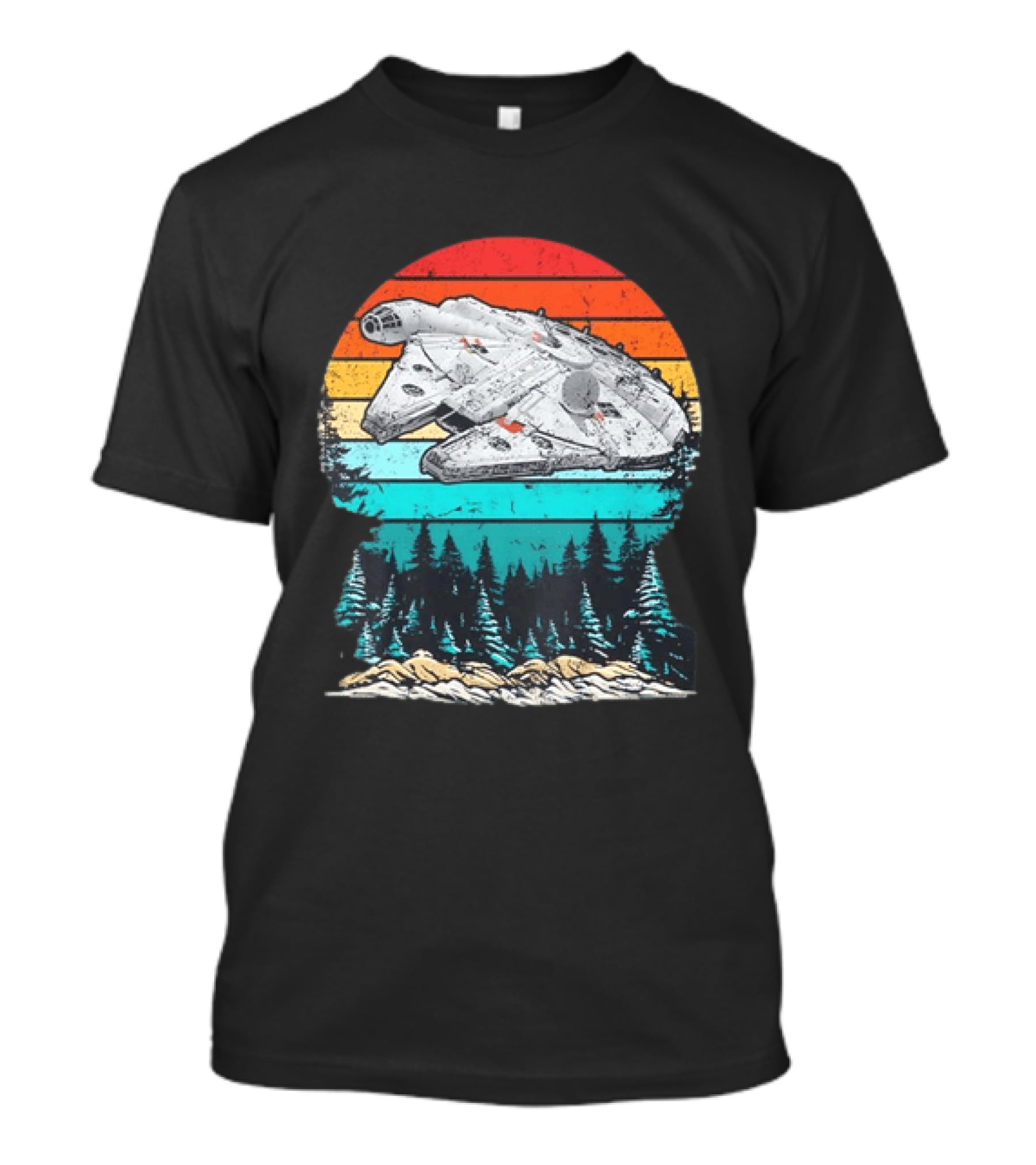 Star Wars Millennium Falcon Forest Sunset T-Shirt
