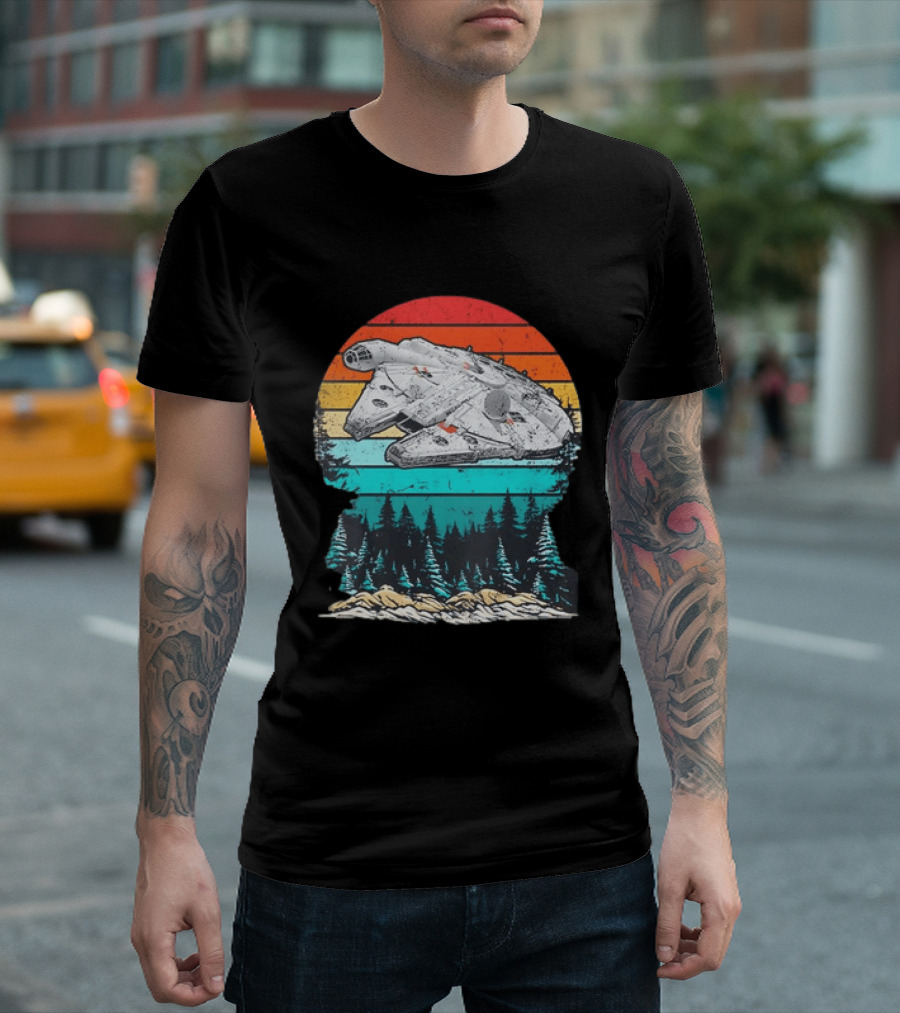 Star Wars Millennium Falcon Forest Sunset T-Shirt