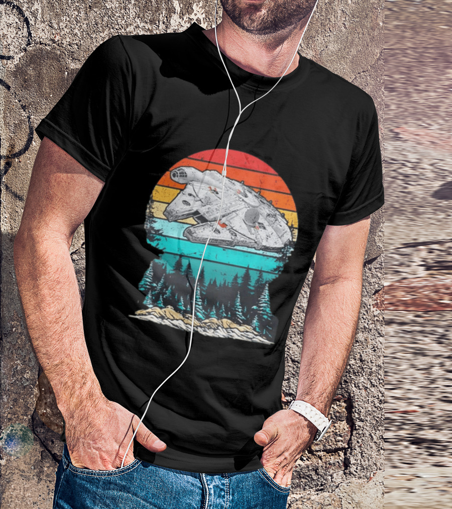 Star Wars Millennium Falcon Forest Sunset T-Shirt