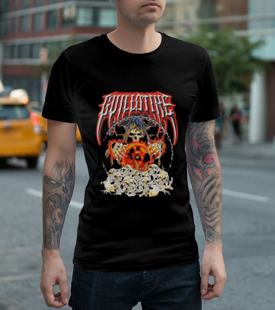 Guillotine Grim Reaper Crystal Ball Skulls Fiery Chains T-Shirt