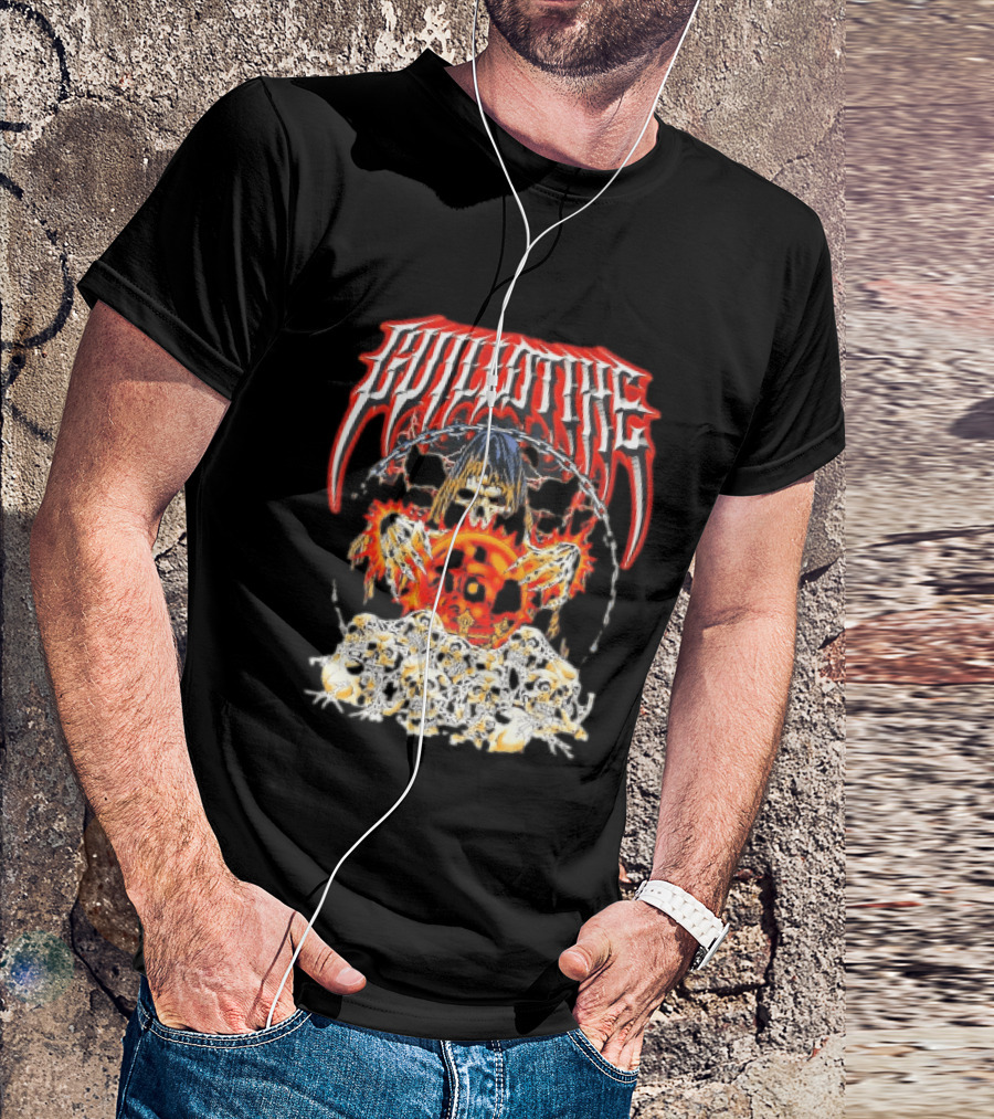 Guillotine Grim Reaper Crystal Ball Skulls Fiery Chains T-Shirt