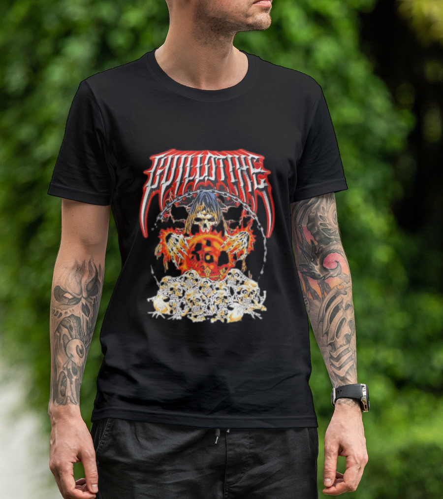 Guillotine Grim Reaper Crystal Ball Skulls Fiery Chains T-Shirt