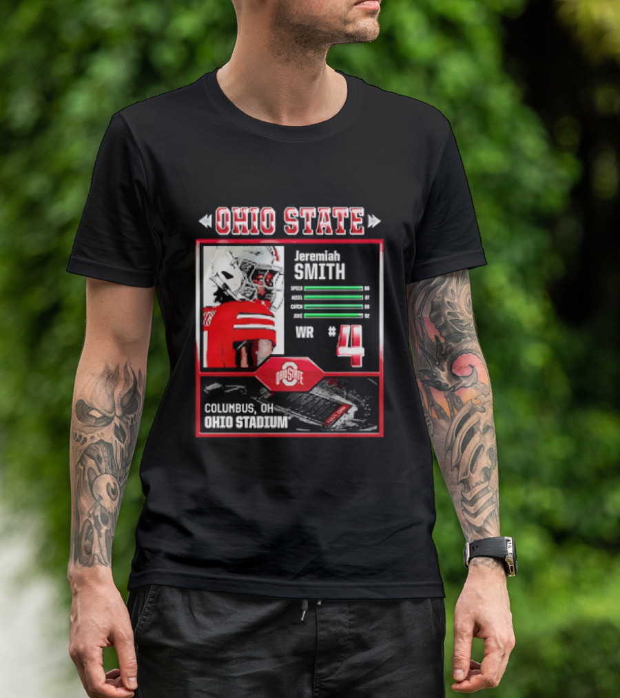 Ohio State Buckeyes Jeremiah Smith Columbus Football Ohio Stadium Number 4 T-Shirt