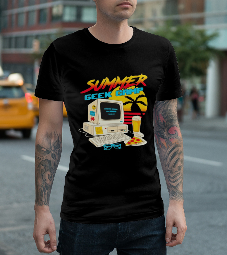 Summer Geek Camp Eat Sleep Code Repeat Loading Computer Pizza Beer T-Shirt