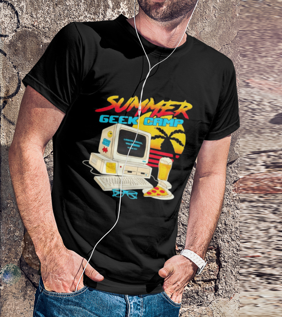 Summer Geek Camp Eat Sleep Code Repeat Loading Computer Pizza Beer T-Shirt