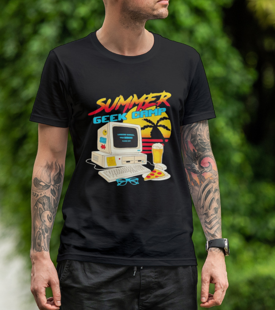 Summer Geek Camp Eat Sleep Code Repeat Loading Computer Pizza Beer T-Shirt