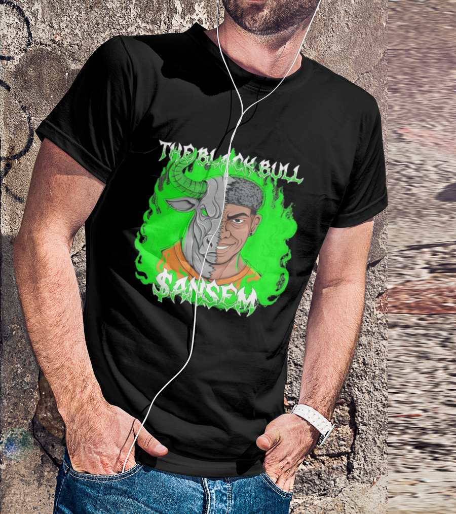 The Black Bull Sansem Half Man Half Bull Green Fire Fusion T-Shirt