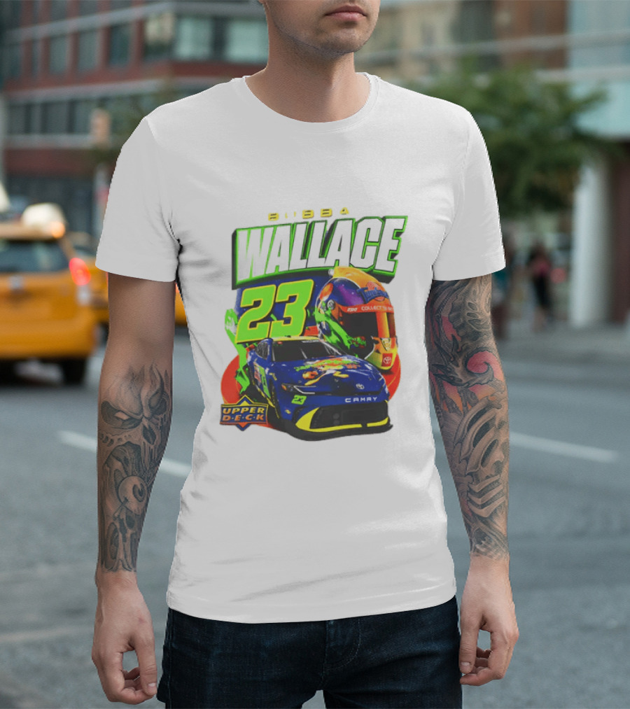 Bubba Wallace 23XI Racing Upper Deck Collectibles NASCAR Camry Helmet T-Shirt