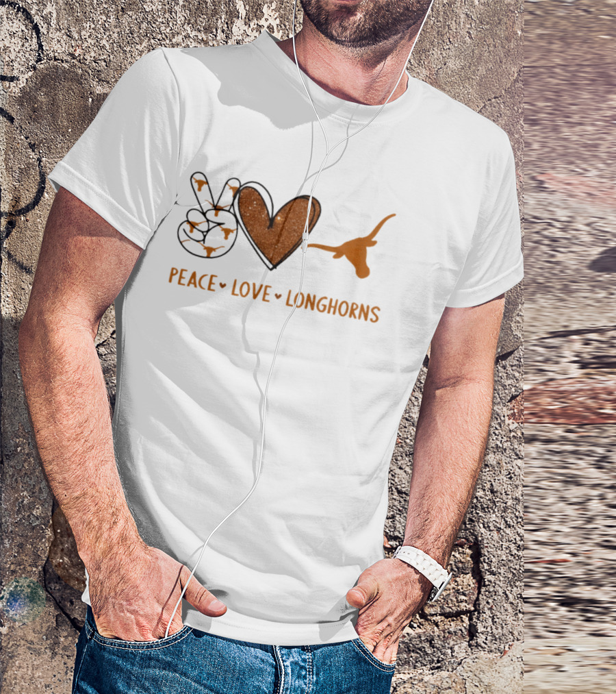 Peace Love Longhorns Texas Football Fan Gear T-Shirt