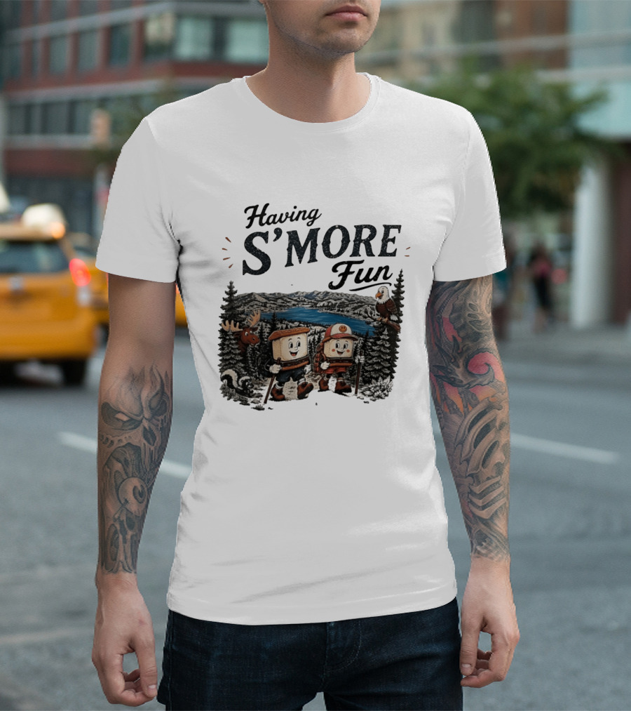 Having S'More Fun Camping Hiking At Bear Lake With Wildlife And Nature Scene T-Shirt