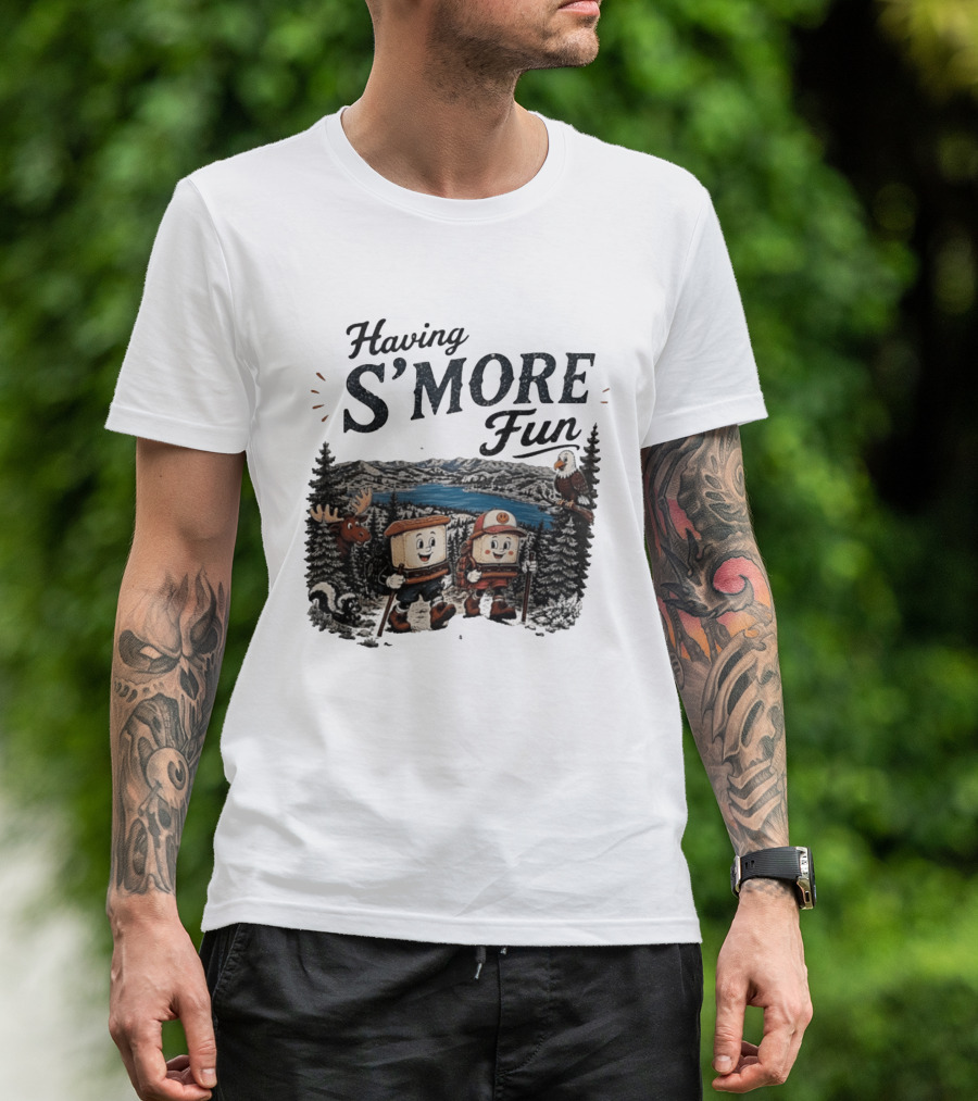 Having S'More Fun Camping Hiking At Bear Lake With Wildlife And Nature Scene T-Shirt