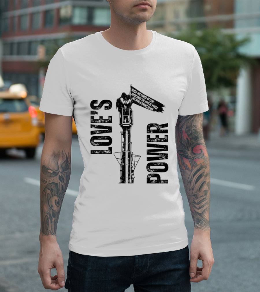 Love's Power Angela Nikolau And Ivan Beerkus Tower Embrace T-Shirt