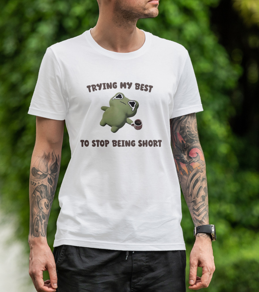 Trying My Best Crying Frog Meme Humor With Coffee Cup T-Shirt