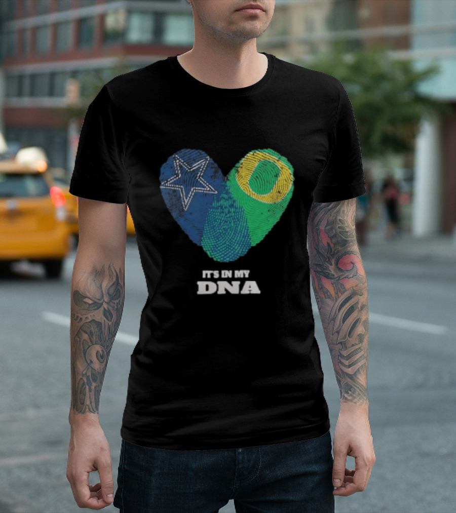 It's In My DNA Dallas Cowboys Oregon Ducks Heart Fingerprint T-Shirt