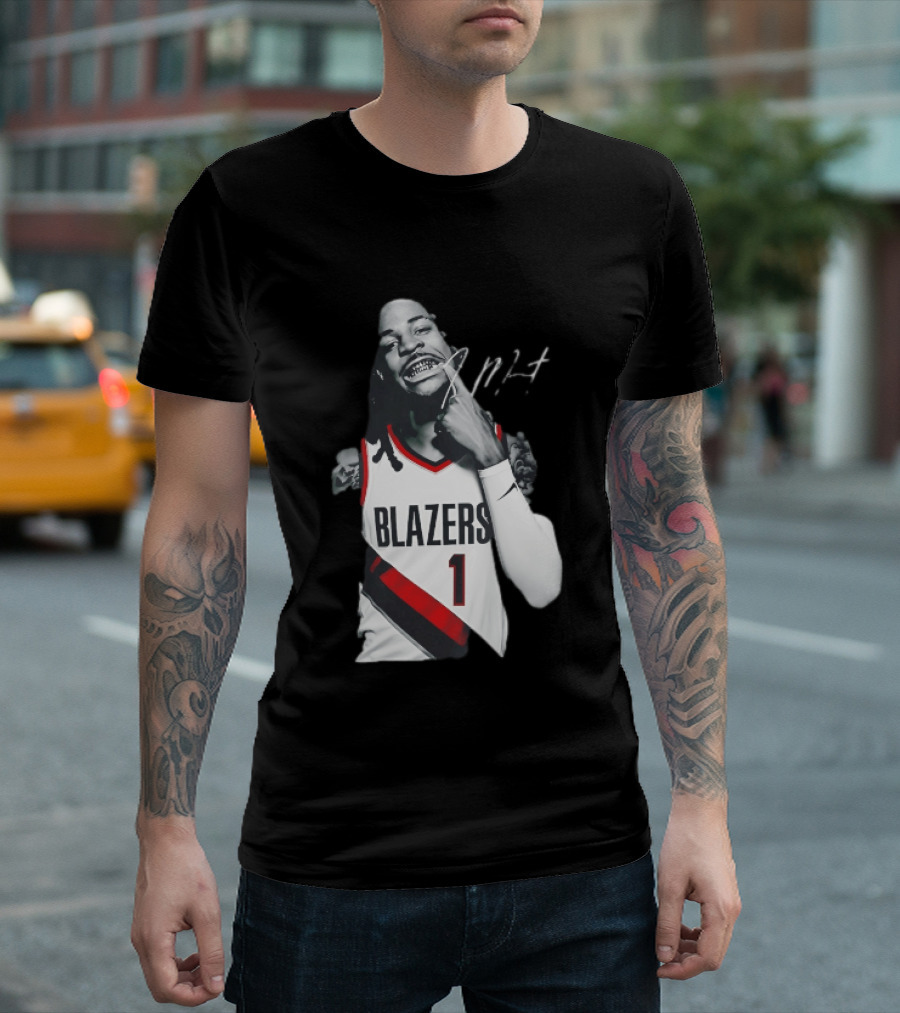 J MT Player Grills Number 1 Blazers T-Shirt
