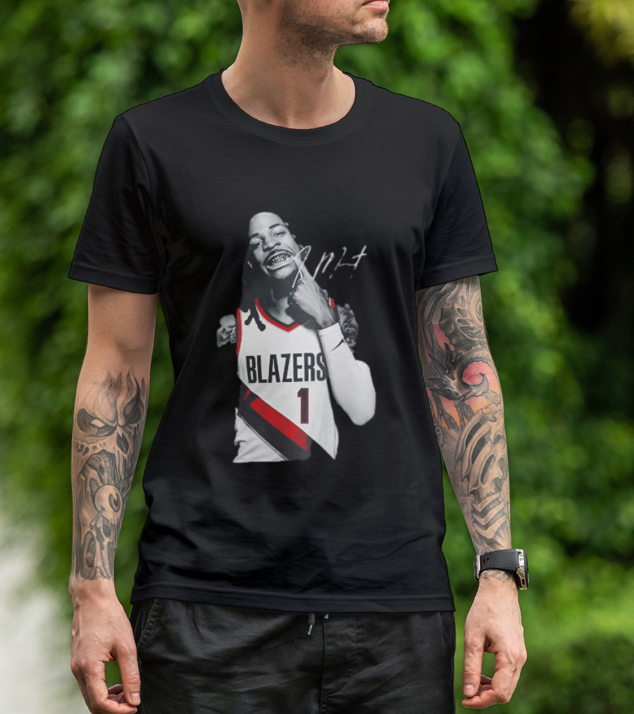 J MT Player Grills Number 1 Blazers T-Shirt