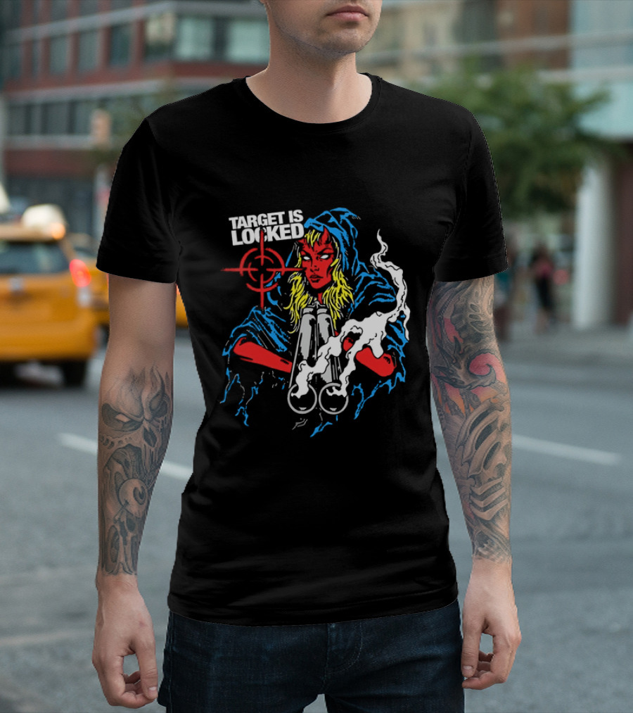 Target Is Locked Devil Woman Aiming Shotgun T-Shirt