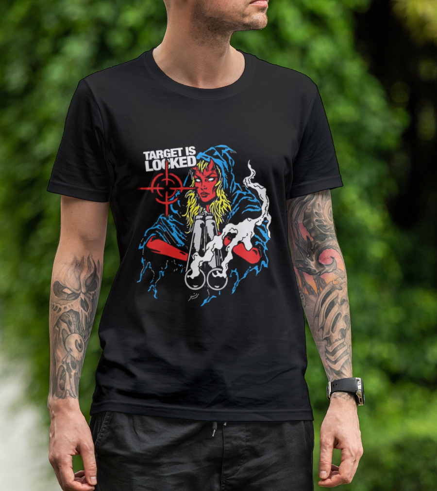 Target Is Locked Devil Woman Aiming Shotgun T-Shirt