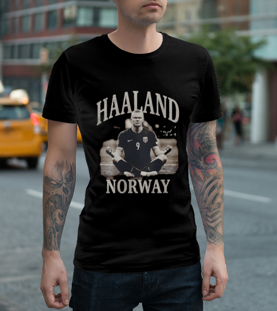 Haaland Meditating Norway Soccer Number 9 T-Shirt