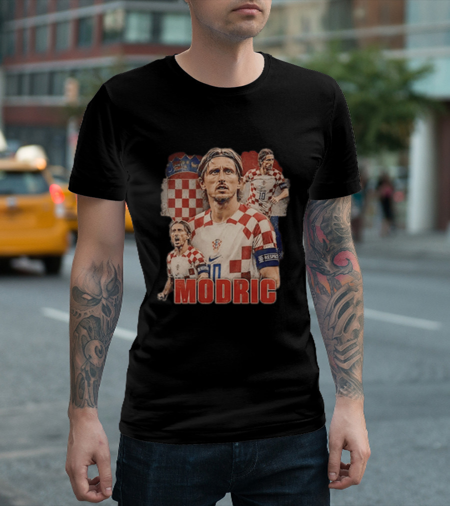Luka Modric Croatia National Team Footballer With Croatian Flag And Number 10 T-Shirt