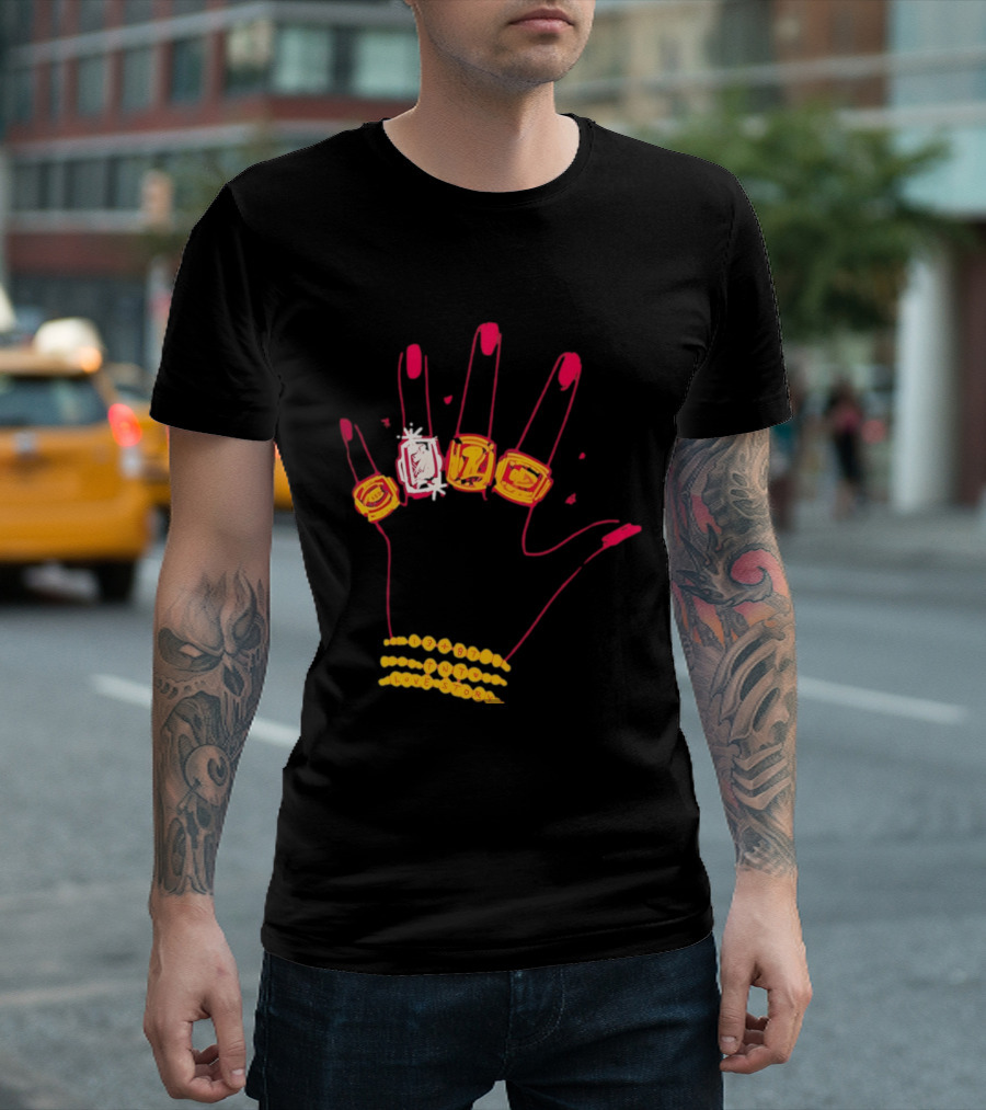 Hand Wearing Rings Bracelets 13 + 87 TNT Love Story T-Shirt