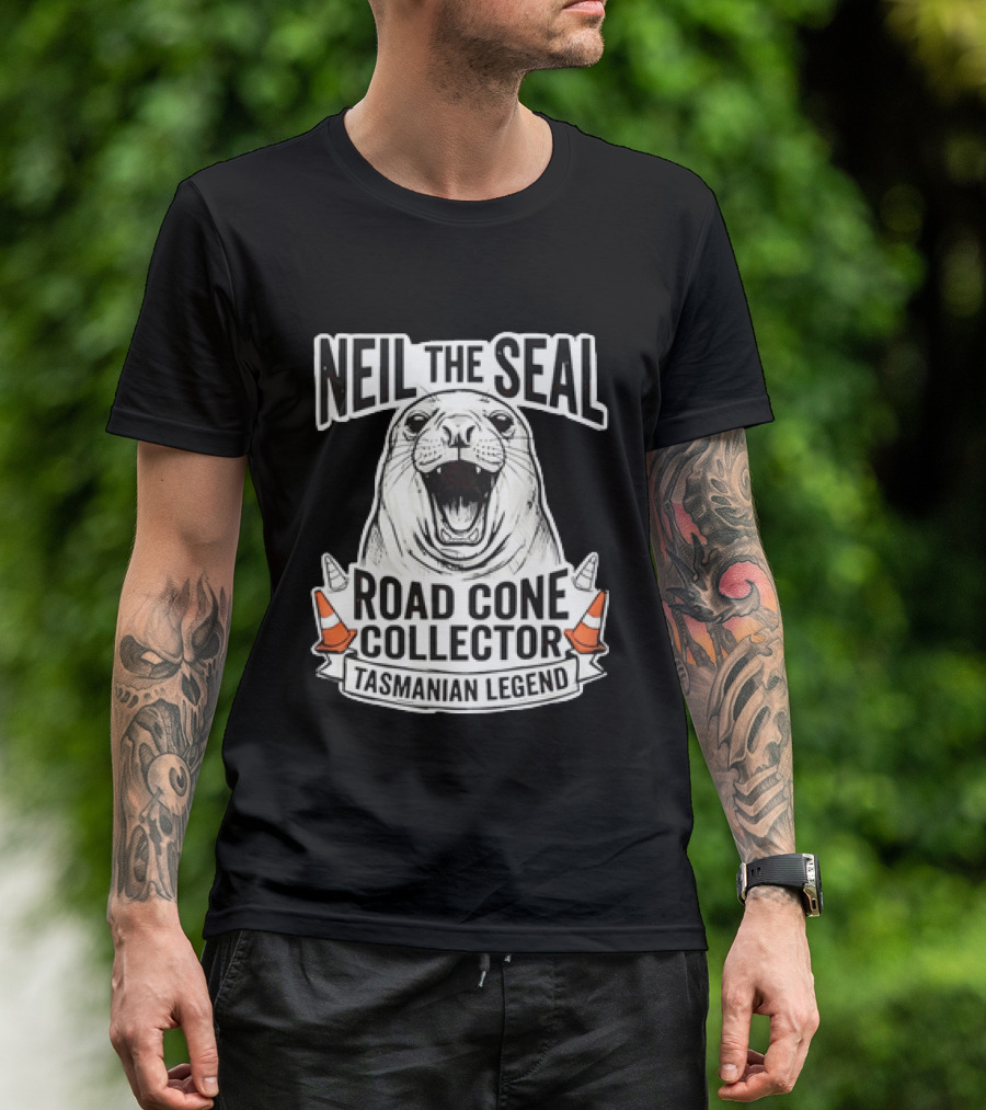 Neil The Seal Road Cone Collector Tasmanian Legend T-Shirt
