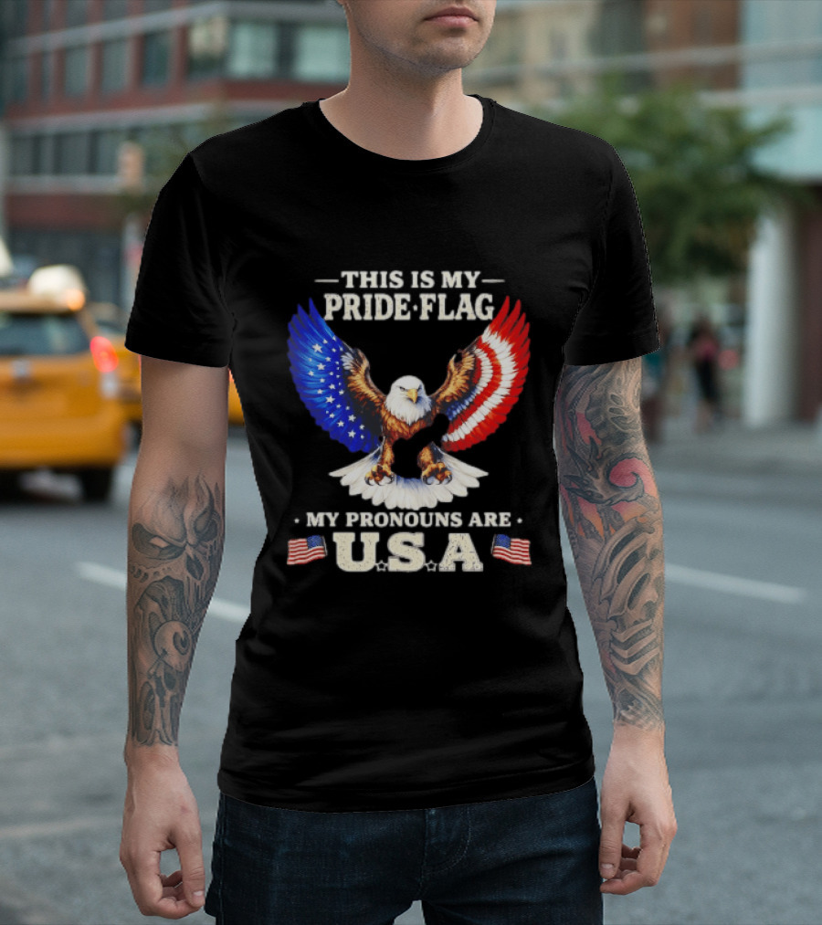 This Is My Pride Flag American Eagle My Pronouns Are USA T-Shirt