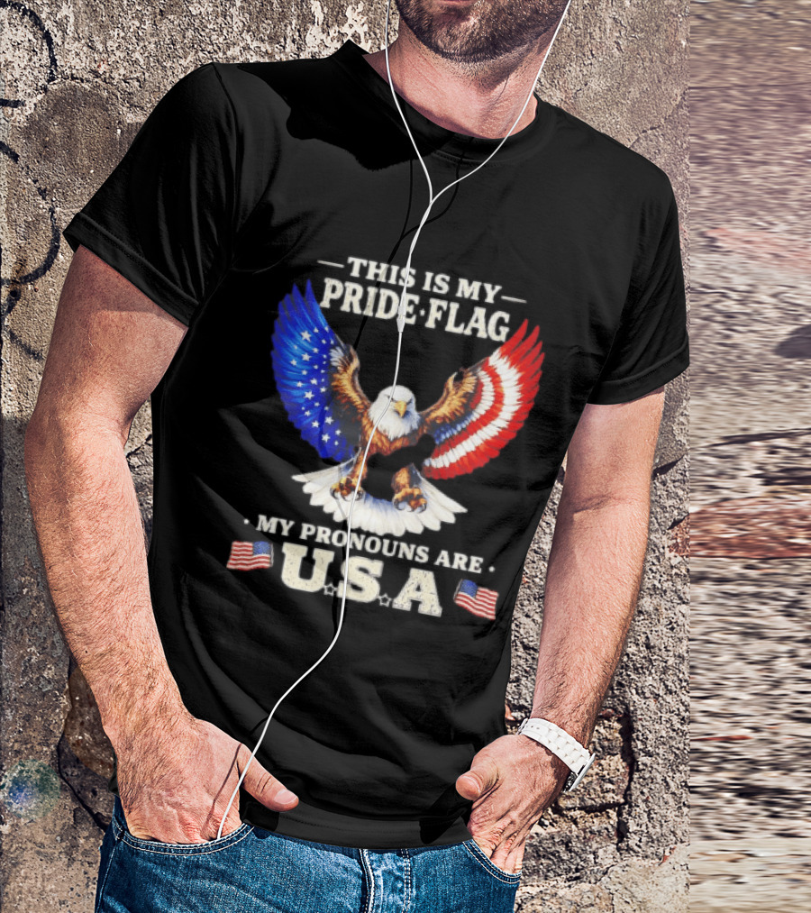 This Is My Pride Flag American Eagle My Pronouns Are USA T-Shirt