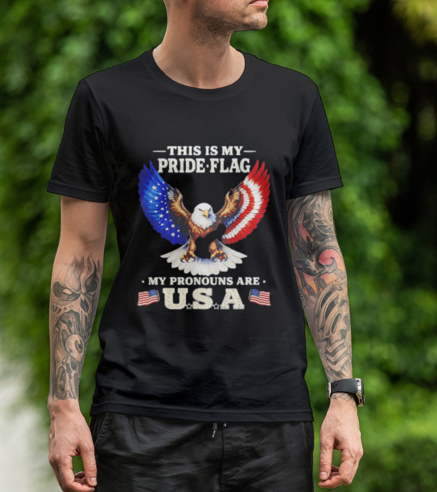 This Is My Pride Flag American Eagle My Pronouns Are USA T-Shirt