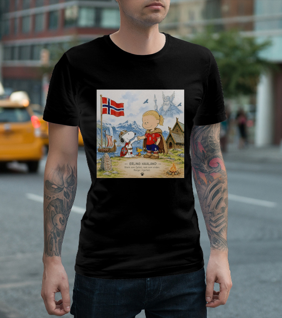 Norway Erling Haaland Snoopy Viking Norsk Sterk Som Fjellet Rask Som Vinden Norge I Hjertet T-Shirt